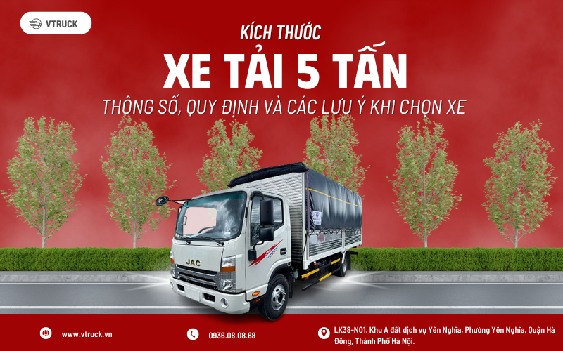 kích thước xe tải 5 tấn