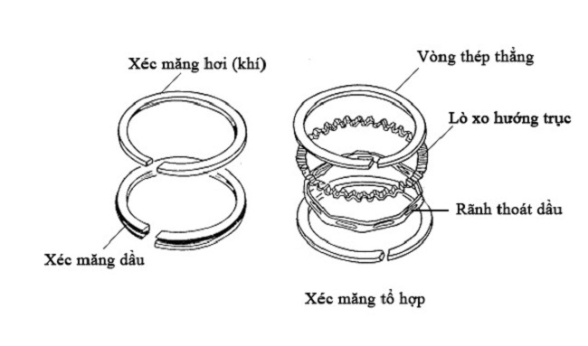 Hiện nay xéc măng được chia thành xéc măng khí và xéc măng dầu