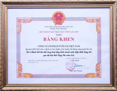 VTRUCK RECEIVED THE AWARD OF LANG SON PROVINCE